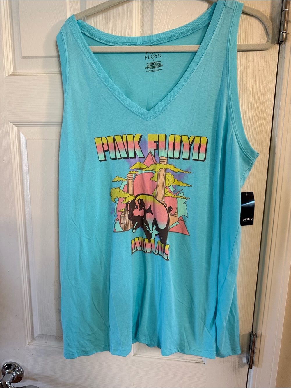torrid Light Blue Pink Floyd Graphic V‑Neck Tank
